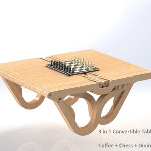 Planos CNC para mesa de centro convertible 3 en 1, mesa de comedor y mesa de ajedrez (descarga digital)