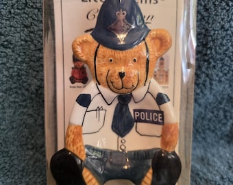 London Pottery Little Gems Bobby Bear Police Tea Bag Tidy | Boxed Ceramic Teddy Bear | British Police Collectable Gift