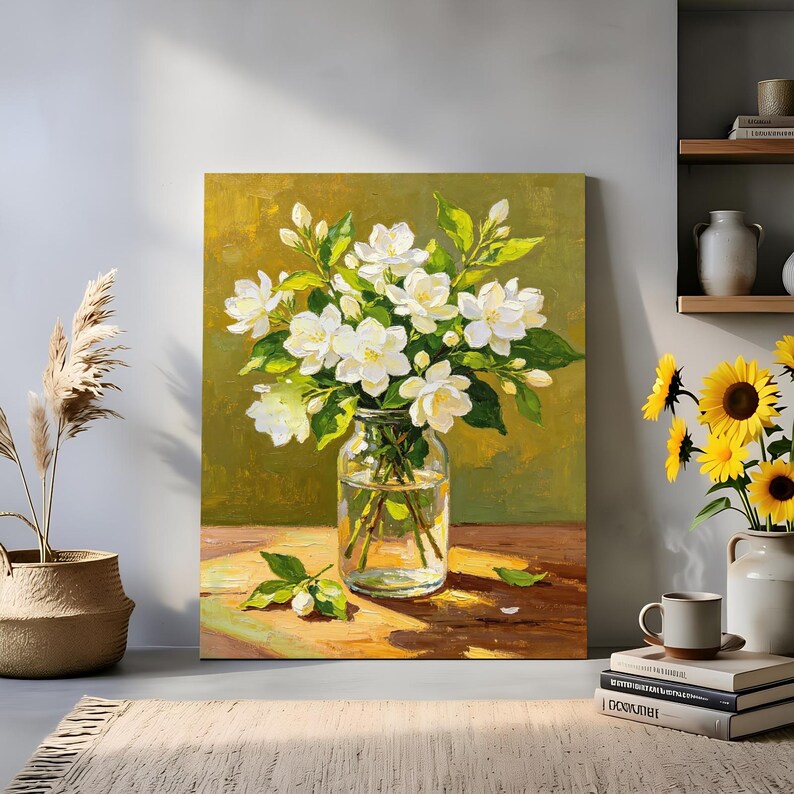 White Jasmine in Vase Paint by Number Kit, DIY Flower Paint by Number ...