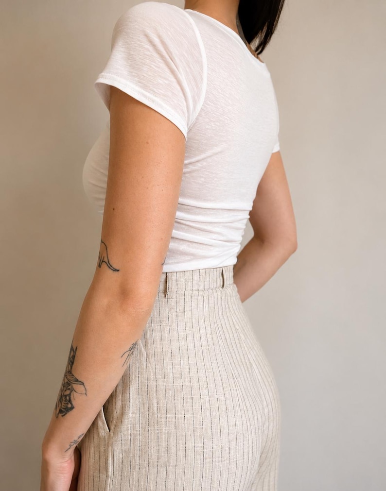 100% Tencel White Ruched Tee image 3