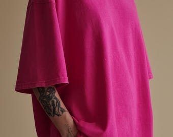 Pink garment-dyed oversized T-shirt