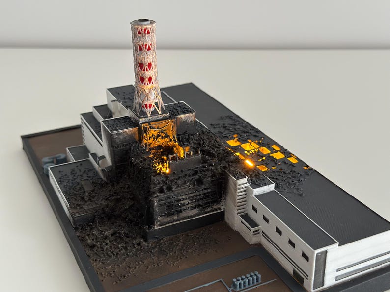 Chernobyl Unit 3 and 4 Disaster Model With LED Light | Unique Chernobyl ...