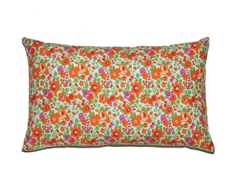 Orange Floral Betsy Liberty of London Print Throw Pillow Cover 12"x20" - More Sizes Avalaible