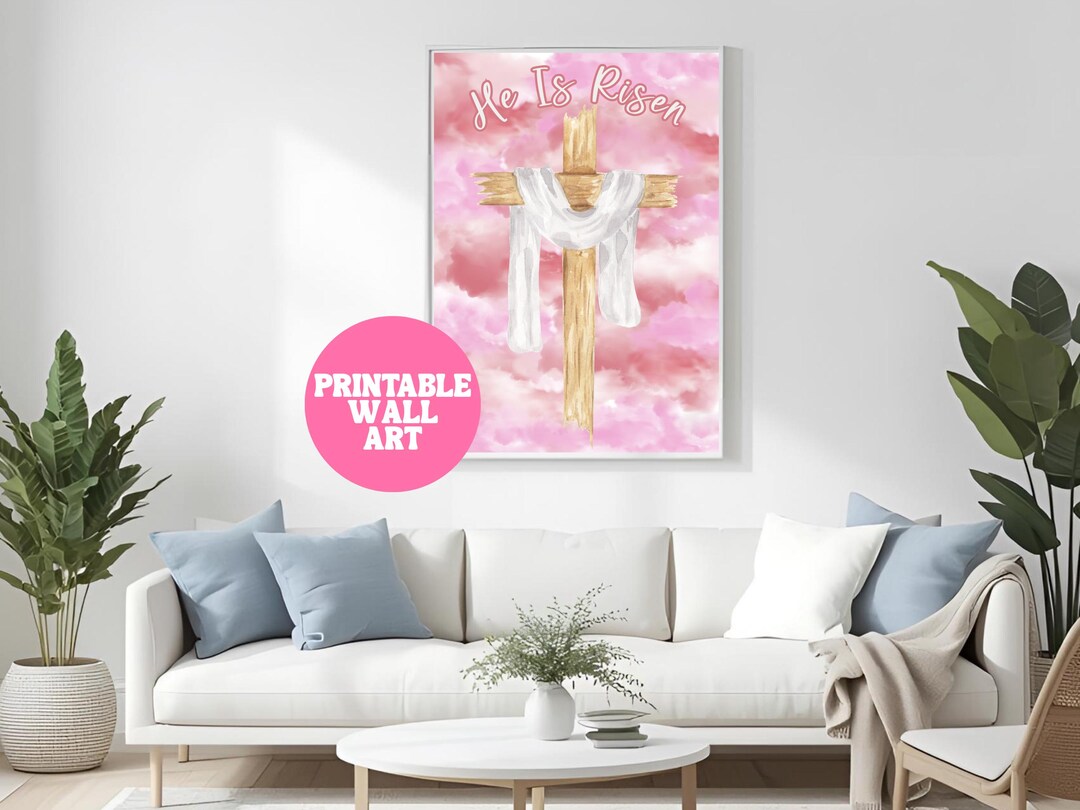 He is Risen Wall Art | Matthew 28:6 Bible Verse Wall Art | Print Easter ...