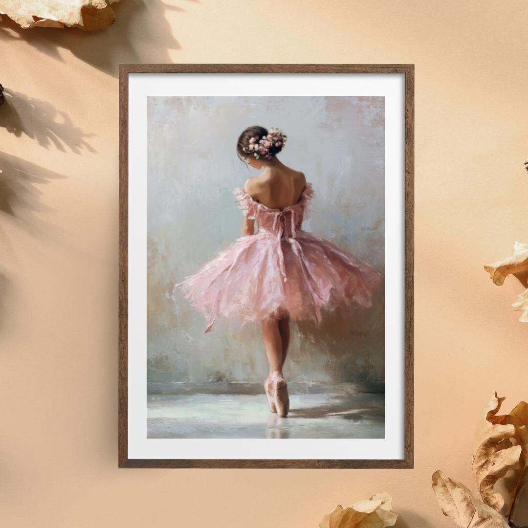 Ballerina Wall Art Print, Pink Ballet Decor, Elegant Dancer Poster ...