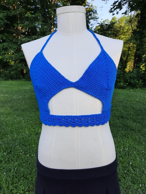 Adult XL Extra Large Peek a Boo Cut Out Bikini Halter Crop Top Etsy