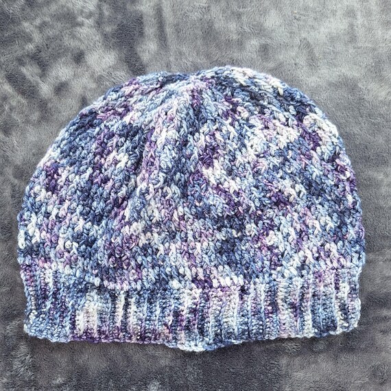 Purple Variegated Crochet Beanie – Hand-crocheted Superwash  display picture 1