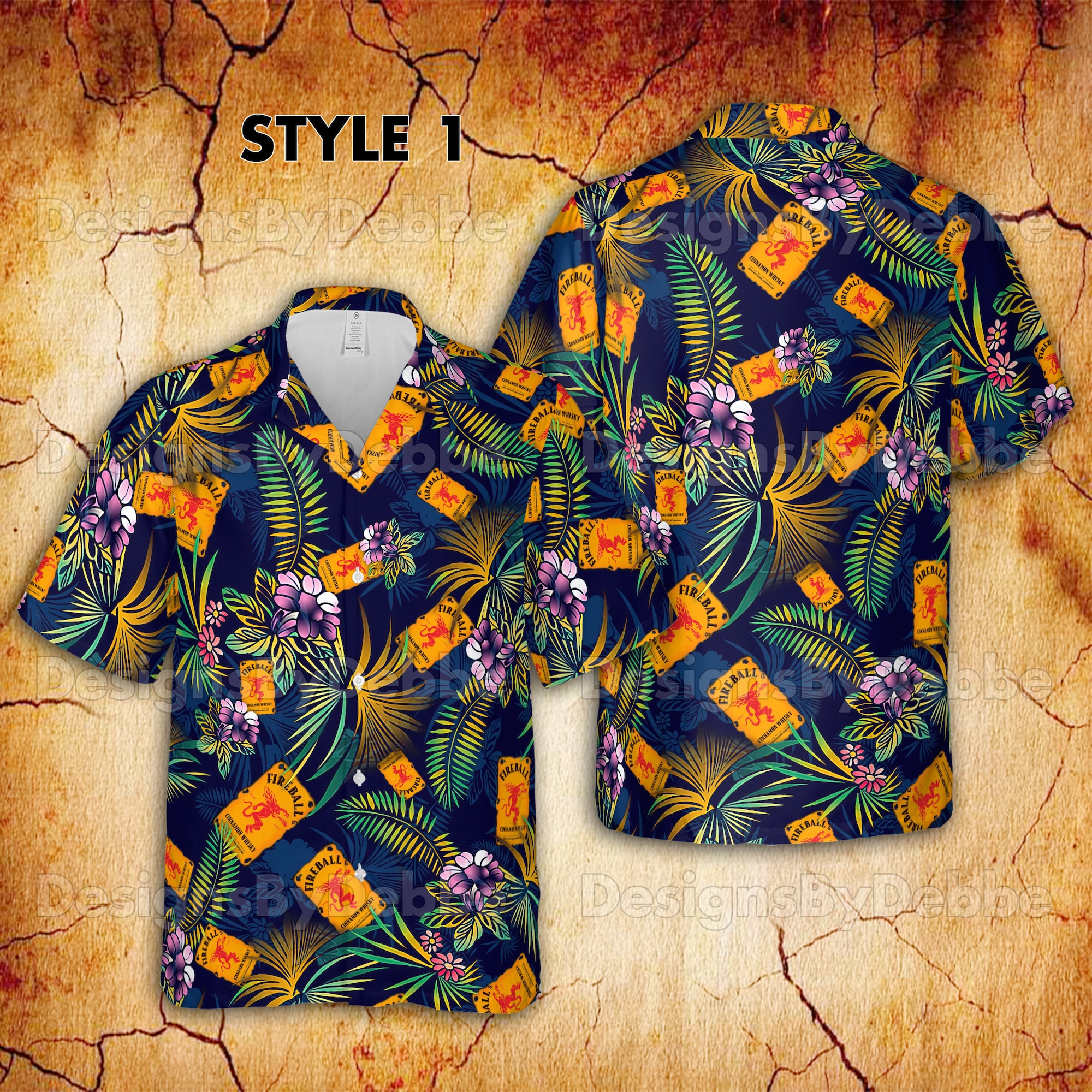 Fireball Canadian Whiskey Hawaiian Shirt