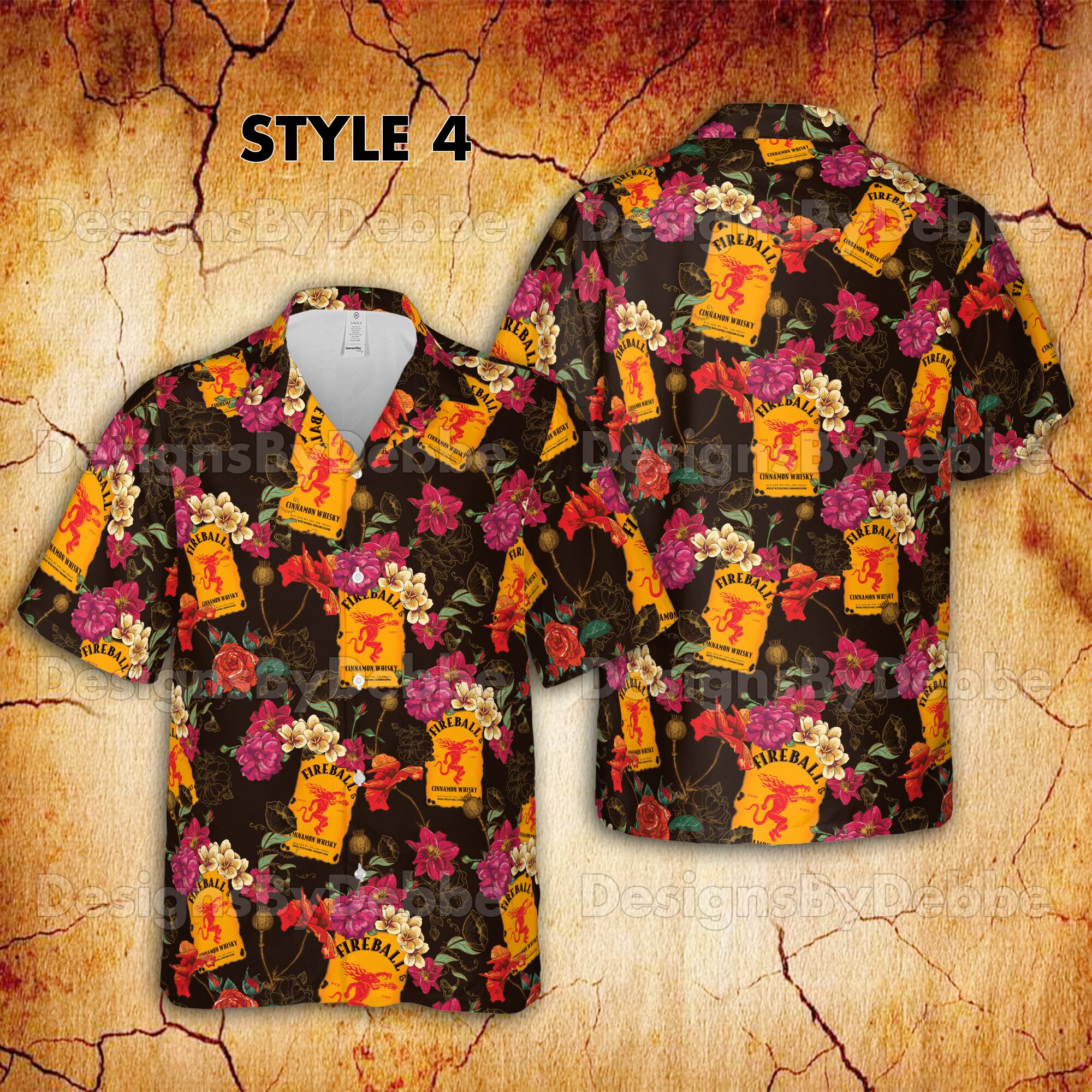 Fireball Canadian Whiskey Hawaiian Shirt