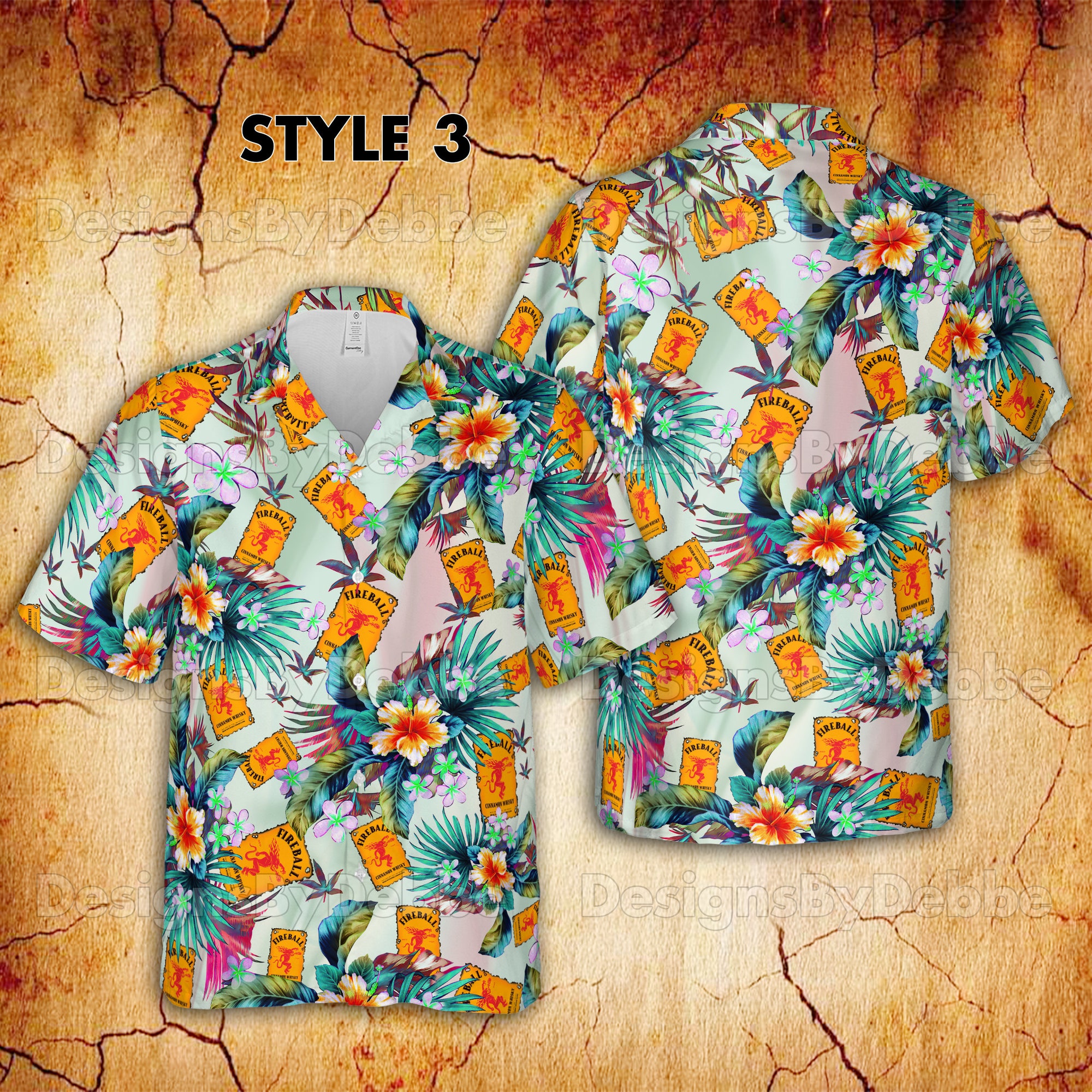 Fireball Canadian Whiskey Hawaiian Shirt