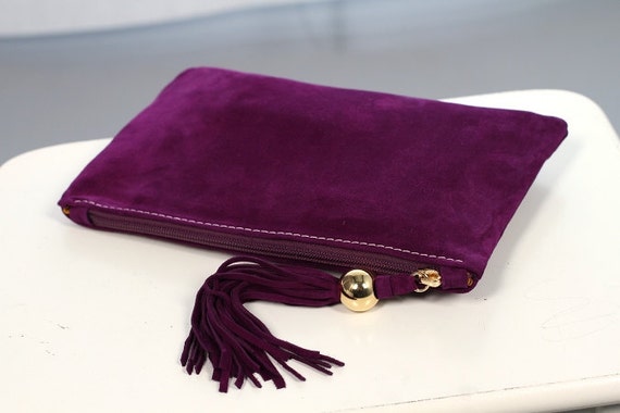 Purple Suede Clutch with Tassel art.S64R41 | Etsy