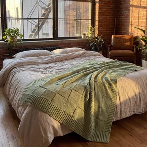 綿100％ニットブランケット（タッセル付き）｜チェック柄ソファベッド