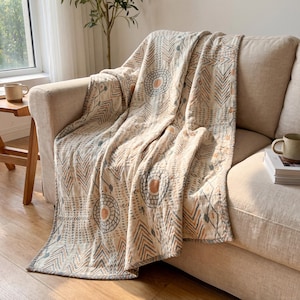 Boho Baumwolle Decke | Gewebtes Tribal Pfeilmuster