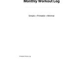 Monthly Workout Log Printable PDF, Simple Fitness Tracker and Gym Journal
