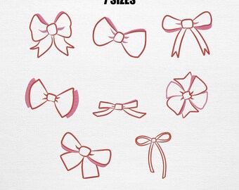 Bow Embroidery Set - Girly Bundle Embroidery Design (Instant Download)