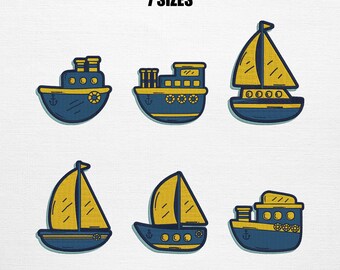 Toy Ship Embroidery Set , Kids Bundle Embroidery Design (Digital Download)