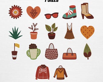 Vintage Fashion Embroidery Set , Retro Bundle Embroidery Design (Instant Download)
