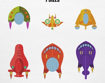 Spaceship Embroidery Set , Fantasy Bundle Embroidery Design (Instant Download)