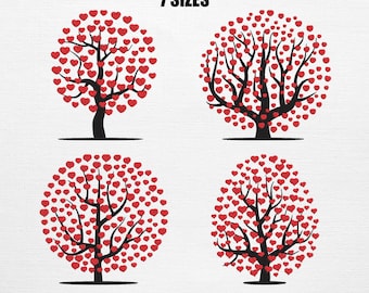 Heart Tree Embroidery Set - Romantic Bundle Embroidery Design (Digital Download)