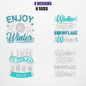 Winter Quotes Embroidery Designs Bundle – Machine Embroidery Pattern (6 Sizes)