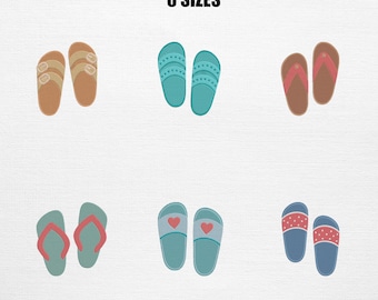 Flip Flops Set Embroidery - Shoes Pattern (6 Designs 6 Sizes)