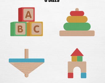 Wooden Toys Embroidery Design, Classic Toys Machine File (6 Sizes, Digital Download)