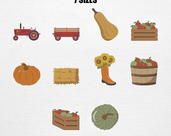 Agriculture Embroidery Set - Harvest Bundle Embroidery Design (Digital Download)