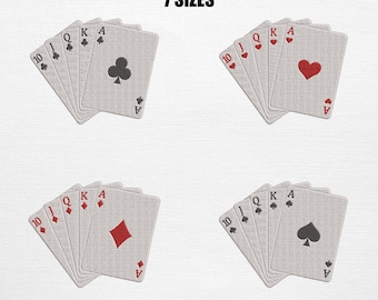 Playing Cards Embroidery Set - Poker Bundle Embroidery Design (Digital Download)