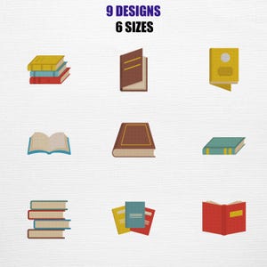 Stack Of Books Embroidery Design - Open Book Embroidery Designs (Digital File)