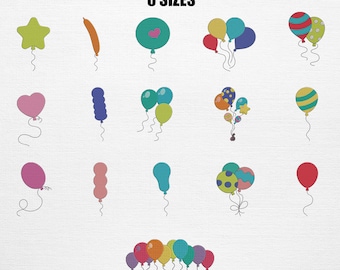 Colorful Balloons Embroidery Designs - 16 Patterns (Digital Embroidery File)