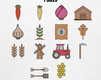 Ensemble de broderie jardin, motif de broderie Farming Bundle (téléchargement numérique)
