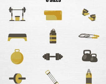 Gym Set Embroidery - Sports Equipment Pattern (Digital Embroidery)