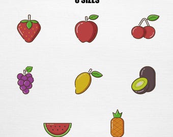 Fruit Bundle Embroidery , 8 Organic Fruit Pattern (Digital Files)