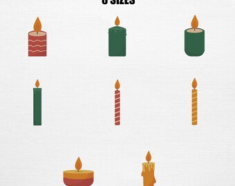 Candles Set Embroidery - Flames Pattern(Digital Embroidery)