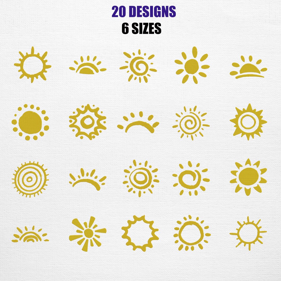 Sun Design Bundle | 20 Sun Patterns (digital Embroidery) - Etsy
