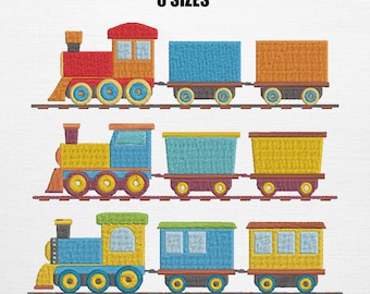 Trains With Wagon Bundle Embroidery - Trains Machine File (6 Sizes)