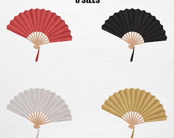 Hand Fan Embroidery Set | Chinese Silk Fan Bundle Emb Design (Digital Download)