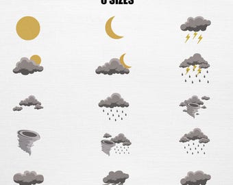 Weather Set Embroidery - Night Weather Bundle Pattern (15 Designs 6 Sizes)