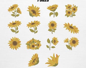 Ensemble de broderie tournesol, lot de motifs de broderie (téléchargement numérique)