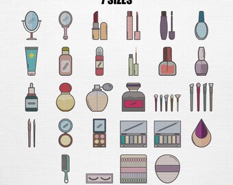 Girlie Embroidery Set - Makeup Bundle Embroidery Design (Digital Download)