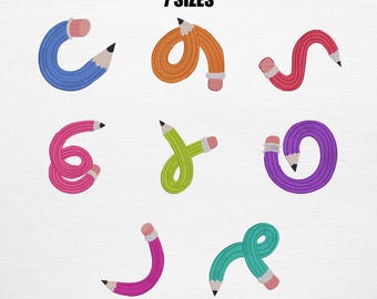 Pencil Embroidery Set - Study Bundle Embroidery Design (Digital Download)