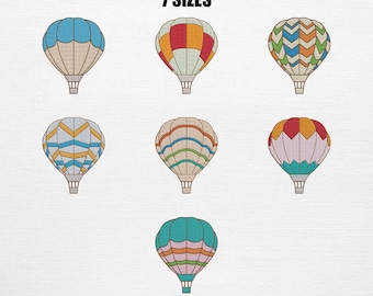 Air Balloon Embroidery Set , Entertainment Bundle Embroidery Design (Instant Download)