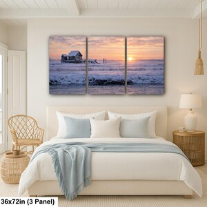 Shack Marsh Winter Landscape, Great South Bay Coastal Art Print 36x72” (3 panels)