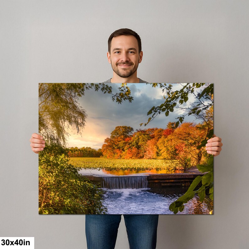 Herbst Wasserfall Szene am Smith Pond | Herbstlaub Landschaft Spiegelung | Long Island Naturfotografie Bild 7