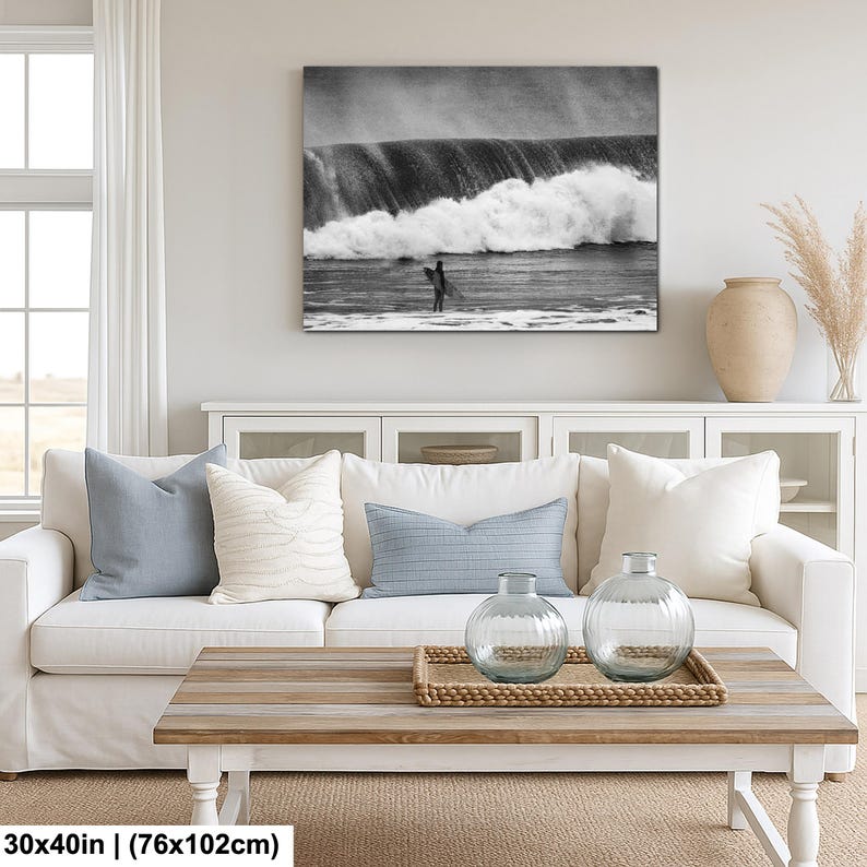 Surf de olas grandes / Surfista de Long Beach / Foto en blanco y negro / Fotografía oceánica imagen 9
