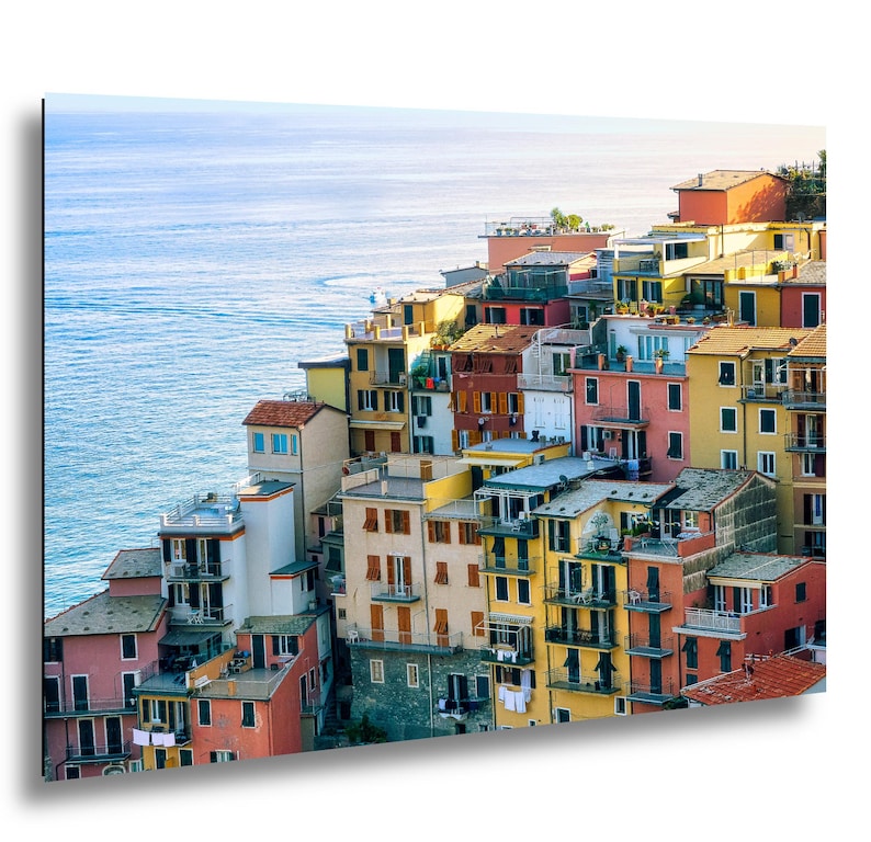 Cinque Terre Cliffside Village Wall Art | Colorful Italian Coastal Town Photographic Print | Liguria Seaside image 1