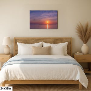 Sunset Ocean Photography Print, Seagull Coastal Wall Art, Minimalist Beach Decor, Serene Water Reflection, image 6