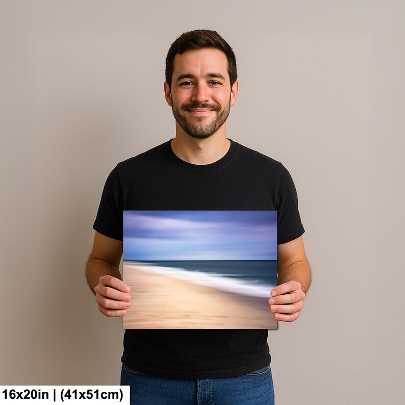 Ethereal Horizon, Calm Ocean Waves on a Sandy Beach Photo Print | Abstract Art, image 4