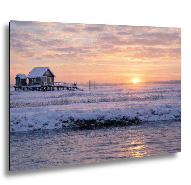 Shack Marsh Winter Landscape, Great South Bay Coastal Art Print image 1