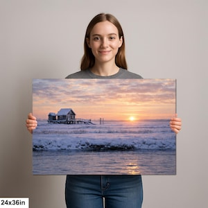 Shack Marsh Winter Landscape, Great South Bay Coastal Art Print 24x36”